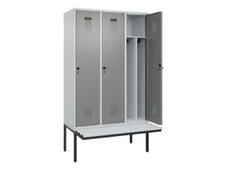 locker met bank,voor scheiding van kleding,HxBxD 2120x1200x815mm,3vak - 1