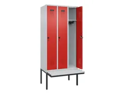 locker met bank,HxBxD 2120x900x815mm,3vak,vak B 300mm,draaigrendel