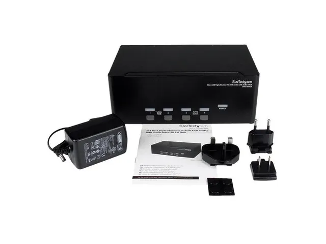 4-poorts 3x Monitor Dvi Usb Kvm-switch Met Audio En Usb 2.0-hub