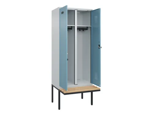 locker met bank,voor scheiding van kleding,HxBxD 2120x800x815mm,2vak