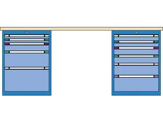 werkbank,HxBxD 840x2000x700mm,multiplexblad,RAL7035,front RAL7035 - 1