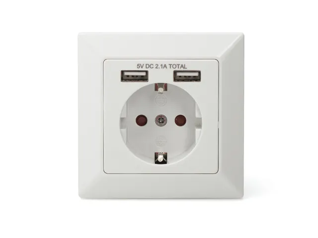 Veiligheidsstopcontact voor inbouwmontage met 2 USB-poorten