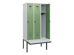 locker met bank,HxBxD 1950x900x815mm,3vak,vak B 300mm,draaigrendel