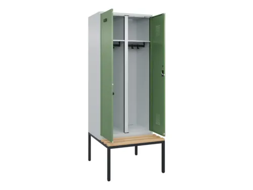 locker met bank,voor scheiding van kleding,HxBxD 2120x800x815mm,2vak