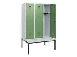 locker met bank,HxBxD 1950x1200x815mm,3vak,vak B 400mm,cilinderslot