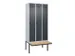 locker met bank,voor scheiding van kleding,HxBxD 2120x900x815mm,3vak