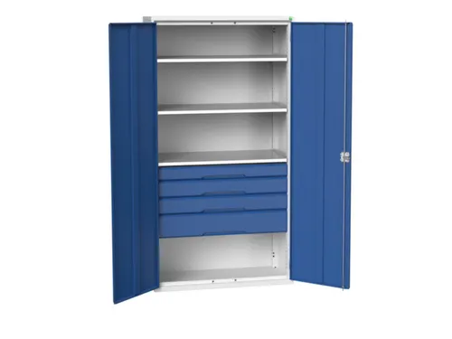 universele kast,HxBxD 2000x1050x550mm,3xStalen bodem,4lade(n)