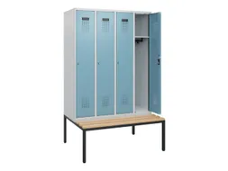 locker met bank,HxBxD 1950x1200x815mm,4vak,vak B 300mm,cilinderslot