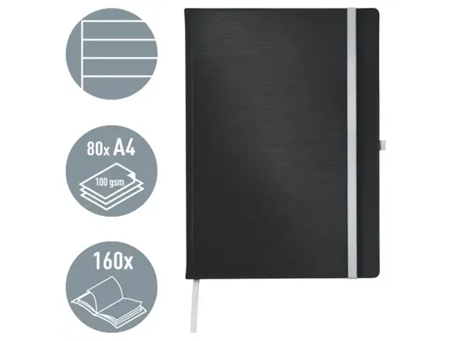 Carnet de notes Leitz Style A4 ligné couverture rigide satin noir