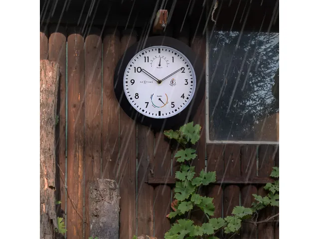 Buitenklok Nextime dia 25,5cm Daisy met thermo- en hydrometer cijfers,
