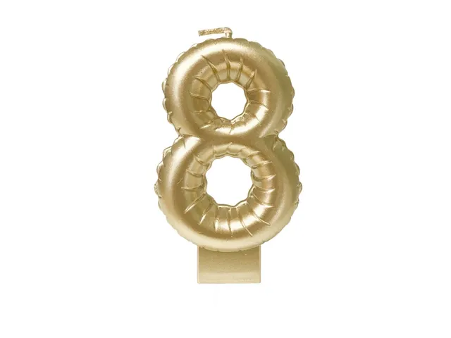 Verjaardagskaars cijfer 8 Folieballon Goud 10cm