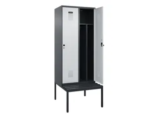locker met bank,voor scheiding van kleding,HxBxD 2120x800x815mm,2vak - 1