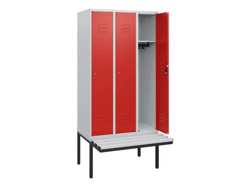 locker met bank,HxBxD 1950x900x815mm,3vak,vak B 300mm,cil.-slot