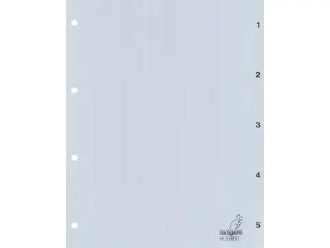 Tabbladen Kangaro A4 4-Gaats G405C 1-5 Genummerd Grijs Pp