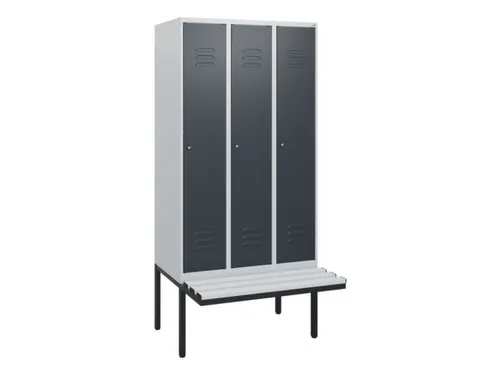 locker met bank,HxBxD 1950x900x815mm,3vak,vak B 300mm,cil.-slot