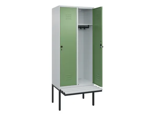 locker met bank,HxBxD 2120x800x815mm,2vak,vak B 400mm,draaigrendel