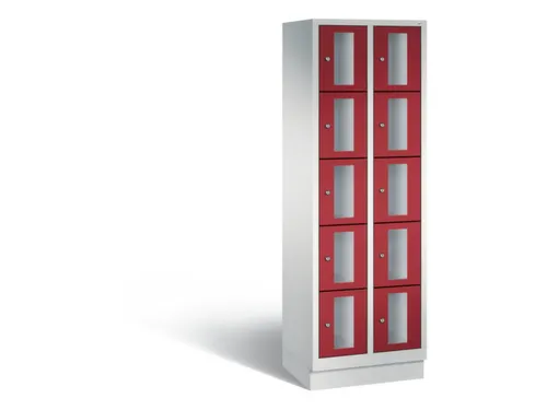 Lockerkast 1800x610x500mm 2x5 vakken Cilinderslot, Sokkel, RAL3003