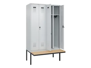 locker met bank,voor scheiding van kleding,HxBxD 2120x1200x815mm,4vak - 1