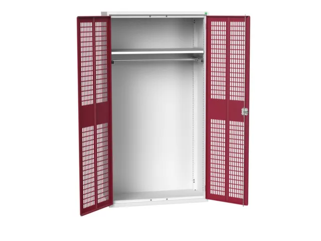 Lockerkast 2000x1050x550mm 1 vak, dubbele ventilatiedeur, RAL3004