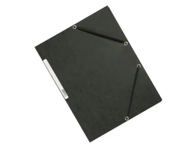 Elastomap A4 Met 3 Kleppen Karton Zwart Voor 200 Vel Pak 10 Stuks