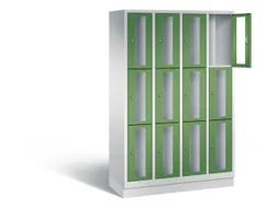 Lockerkast 1800x1190x500mm 4x3 vakken Cilinderslot, Sokkel, RAL6011