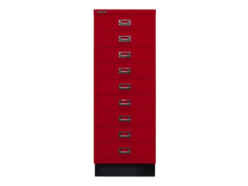 kantoor-ladekast HxBxD 940x349x432mm 9 laden romp kardinaalrood staal