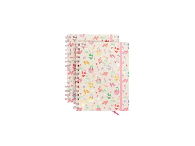 Carnet spiralé Beach Happy A5 ligné papier coloré. 2pces 70gramme 1