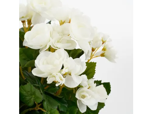 Kunstplant Mica Begonia wit in pot Stan grijs 25x30cm