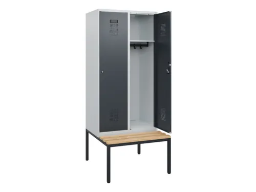 locker met bank,HxBxD 1950x800x815mm,2vak,vak B 400mm,cilinderslot