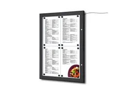 Menuvitrine Vergrendelbaar Outdoor Zwart 4xA4 LED verlicht