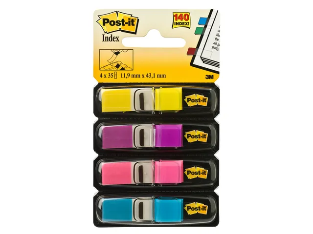 Indextabs 3M Post-it 683 11.9x43.2mm 4 kleuren 140 stuks