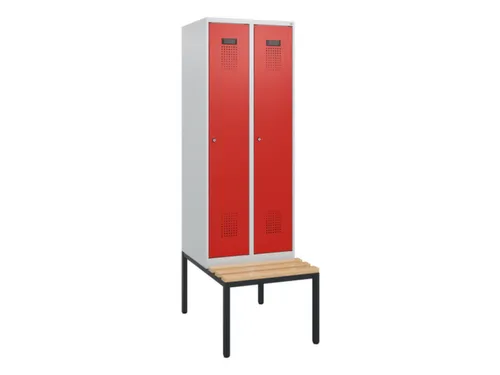 locker met bank,HxBxD 1950x600x815mm,2vak,vak B 300mm,cilinderslot