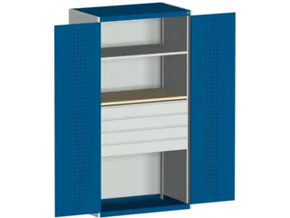 systeemkast 2000x1050x650mm 1 legbord 4 laden RAL7035, front RAL5010 - 1