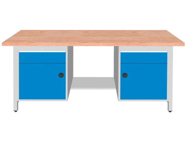 établi HxlxP 860x2000x750mm piètement RAL3003 faces avant RAL3003