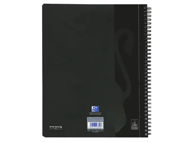 Bloc de cours Oxford A4+ 4 perforations ligné 90fls noir