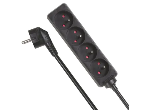 4-Voudige Stekkerdoos - 5m Kabel - Zwart - Penaarde