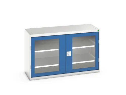 vitrinekast 800x1300x550mm 2xStalen bodem romp RAL7035 front RAL5010