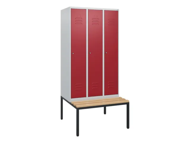 locker met bank,HxBxD 1950x900x815mm,3vak,vak B 300mm,cil.-slot