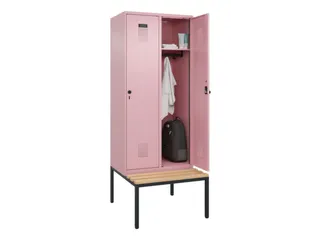 locker met bank,HxBxD 2120x800x815mm,2vak,vak B 400mm,draaigrendel - 1