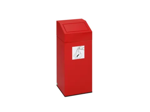 Afvalverzamelaar 45 liter 790x320x320mm sticker poetsdoeken Rood