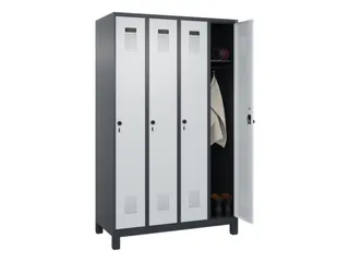 locker,HxBxD 1950x1200x500mm,4vak,vak B 300mm,draaigrendel,voeten - 1