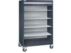 Mobiele roldeurkast,HxBxD 1813x1205x691mm,4xStalen bodem,cil.-slot