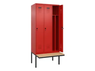 locker met bank,voor scheiding van kleding,HxBxD 2120x900x815mm,3vak - 1