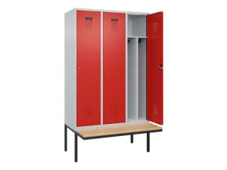 locker met bank,voor scheiding van kleding,HxBxD 2120x1200x815mm,3vak - 1