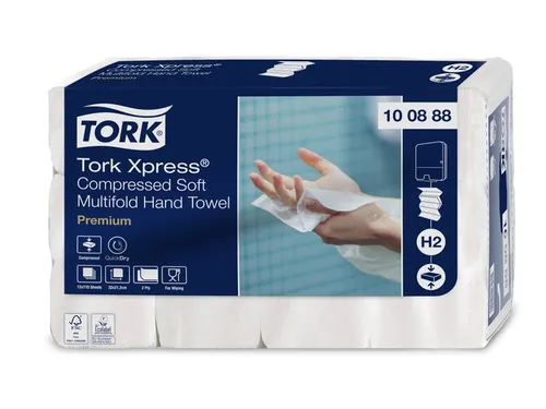 Tork 100888 H2 Xpress compressed Premium Handdoek 2-laags 12x170 stuk