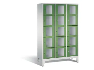 Lockerkast 1850x1200x500mm 3x5 vakken Cilinderslot Poten, RAL6011 - 2