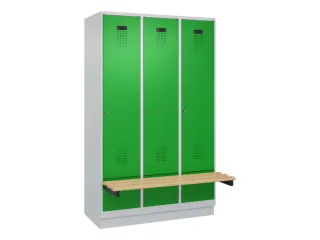 locker met bank,HxBxD 1950x1200x815mm,3vak,vak B 400mm,cilinderslot - 2