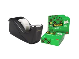 Plakbandhouder Scotch C60 zwart + 4 rollen Magic tape 19mmx33m 5 stuks
