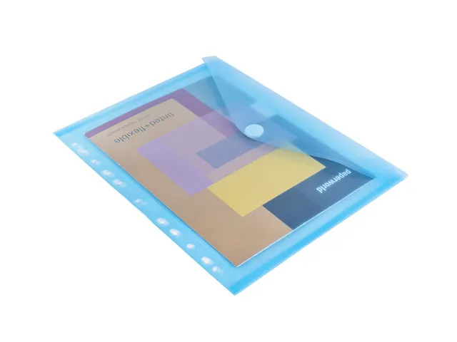 enveloptas blauw A4 met perforatierand en klittenbandsluiting