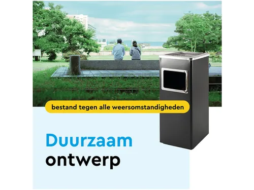 Afvalbak met asbak BRASQ 16 liter AT600 zwart